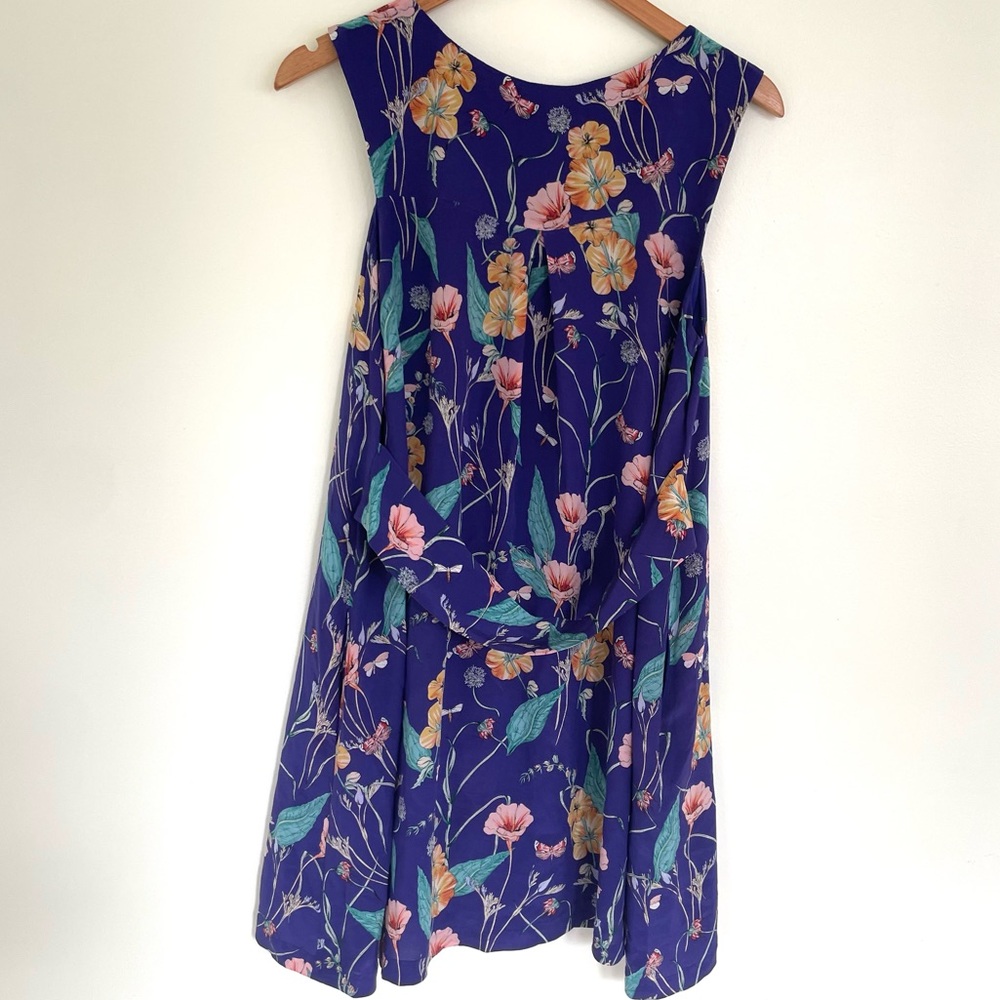 Anthropologie HD in Paris Hidden Isle Silk Dress Blue size 8 Floral - Picture 7 of 10